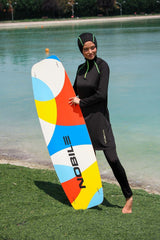 ملابس سباحة محتشمة بوركيني من الليكرا باللون الأسود M2234