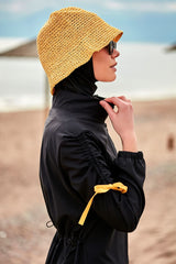 El Örgüsü Sarı Hasır Şapka 14399