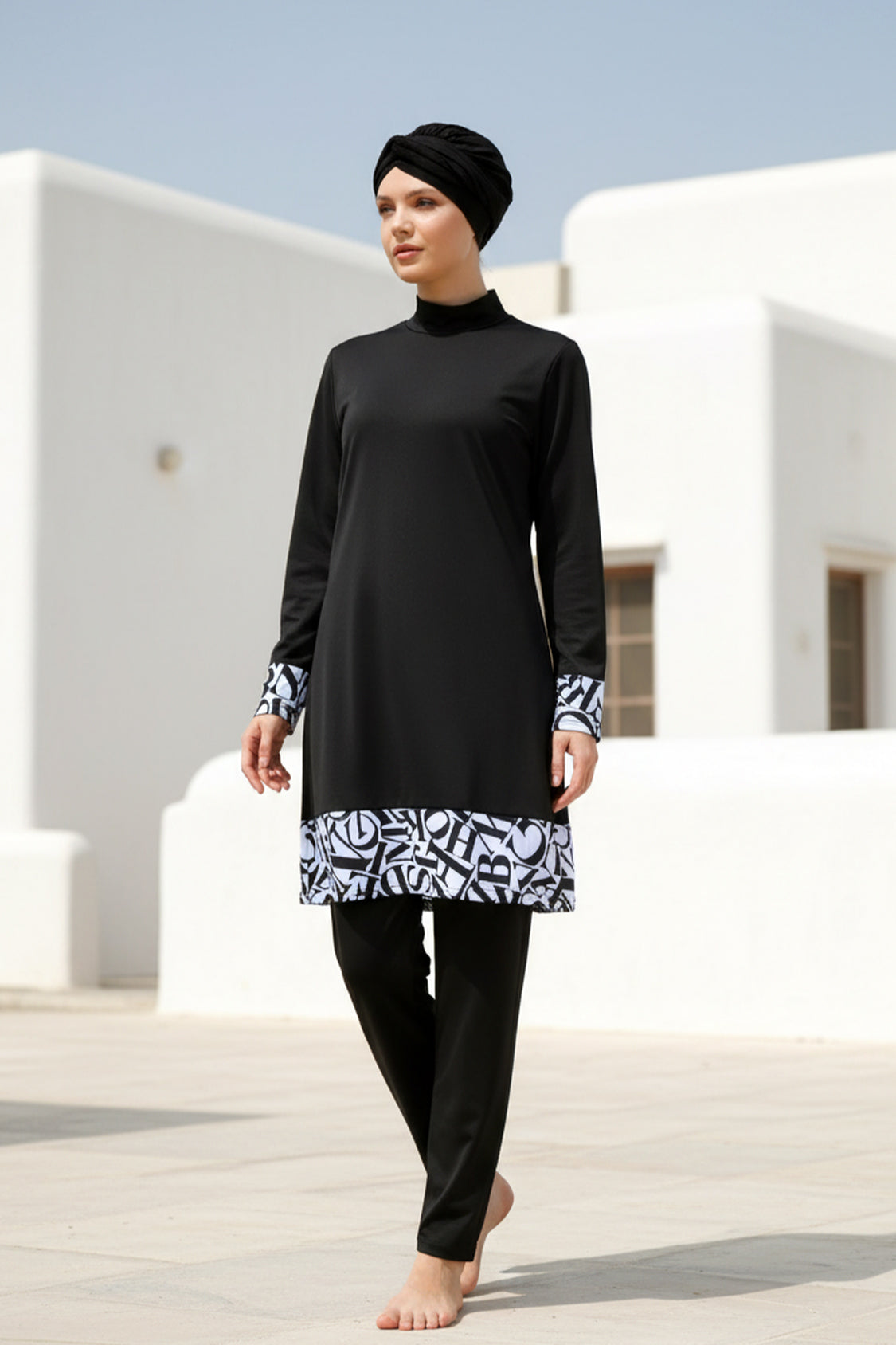 Marina Modest Burkini Swimwear Set Black – 1977