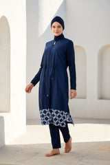 Marina Modest Burkini Swimwear Set Navy Blue – 1997