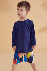 Lycra Navy Boys Swim Shirts T2344