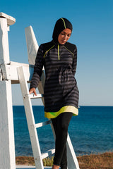 ملابس سباحة بوركيني محتشمة من الليكرا باللون الأسود M2232