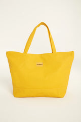 Yellow Faux Leather Beach Bag with Zipper CA2502-3