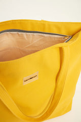 Yellow Faux Leather Beach Bag with Zipper CA2502-3