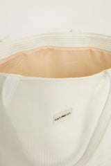 White Faux Leather Beach Bag with Zipper CA2502-2