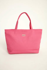 Pink Faux Leather Beach Bag with Zipper CA2502-5