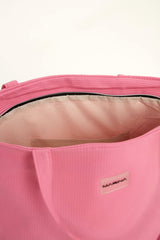 Pink Faux Leather Beach Bag with Zipper CA2502-5