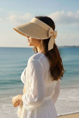 Beige Straw Visor Hat 14624