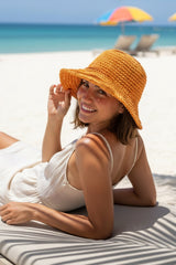 Orange Wide-Brim Straw Hat 14399
