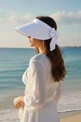 White Straw Visor Hat 14624