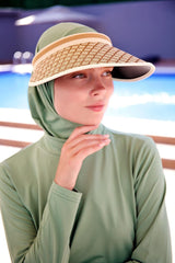 Diamond Patterned Beige Visor Hat 14395