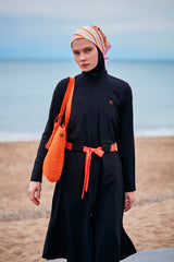 Woven Black Burkini Modest Swimwear M2419