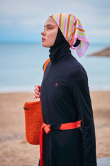 Woven Black Burkini Modest Swimwear M2419
