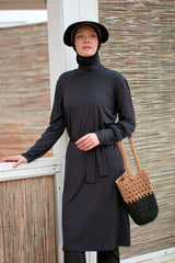 El Örgusü Siyah Bej Hasır şanta C2422