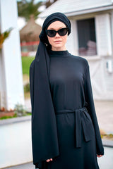 Black Woven Practical Shawl Cap B2403