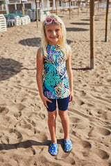 Stretchy Colorful Modest Girls' Swimsuit K2403