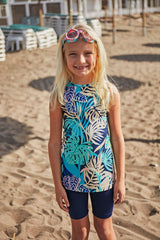 Stretchy Colorful Modest Girls' Swimsuit K2403