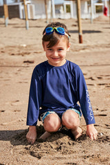 قميص سباحة للأولاد من الليكرا باللون الأزرق الداكن T2451