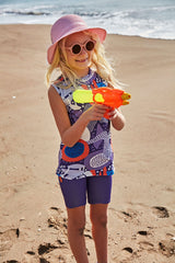 ملابس سباحة ليكرا أرجوانية للبنات K2407