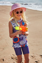 ملابس سباحة ليكرا أرجوانية للبنات K2407