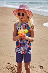 ملابس سباحة ليكرا أرجوانية للبنات K2407