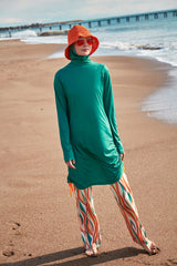 ملابس سباحة محتشمة بوركيني من الليكرا باللون الأخضر M2493