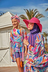 Colorful Stretchy Modest Girls' Swimsuit K2409