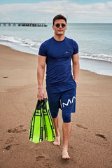 Lycra Navy Men's Swim Shirts T2404