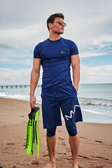 Lycra Navy Men's Swim Shirts T2404