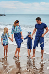 ملابس سباحة منسوجة باللون الأزرق الداكن بتغطية نصفية M2460