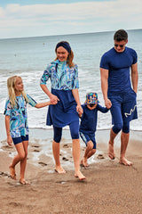 ملابس سباحة منسوجة باللون الأزرق الداكن بتغطية نصفية M2460