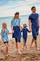 ملابس سباحة منسوجة باللون الأزرق الداكن بتغطية نصفية M2460