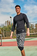 Lycra Black Men's Swim Shirts T2401