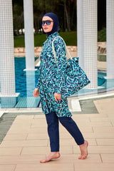 ملابس سباحة بوركيني ملونة ومحتشمة R2404