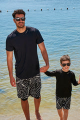 Lycra Black Boys Swim Shirts T2343