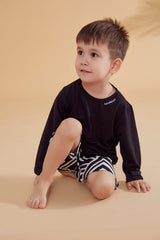 Lycra Black Boys Swim Shirts T2343