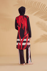 ملابس سباحة محتشمة بوركيني من الليكرا باللون الأسود M2303