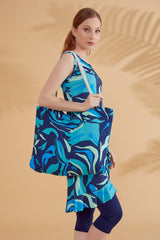 مايوه سباحة من الليكرا بتغطية نصفية باللون الأزرق الداكن M2373