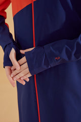 ملابس سباحة محتشمة بوركيني منسوجة باللون الأزرق البحري M2316