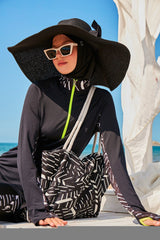 ملابس سباحة محتشمة بوركيني من الليكرا باللون الأسود M2331