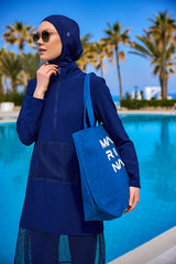 حقيبة شاطئ زرقاء بسحاب CA2501-4