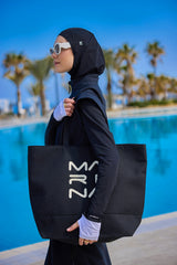 Large Black Beach Bag with Zipper CA2501-1