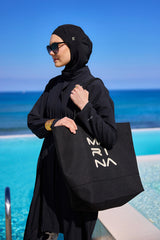 Large Black Beach Bag with Zipper CA2501-1