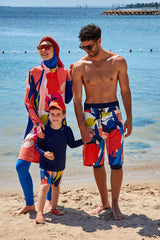 شورت رجالي منقوش باللون الأزرق البحري S2350