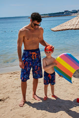 شورت رجالي منقوش باللون الأزرق البحري S2351