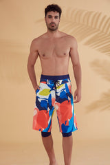 شورت رجالي منقوش باللون الأزرق البحري S2350