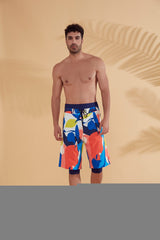 شورت رجالي منقوش باللون الأزرق البحري S2350