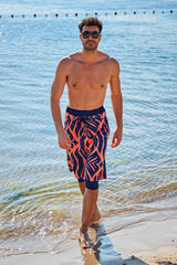 شورت رجالي منقوش باللون الأزرق البحري S2353