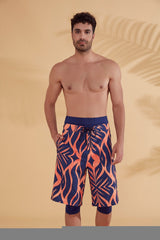 شورت رجالي منقوش باللون الأزرق البحري S2353