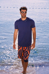 شورت رجالي منقوش باللون الأزرق البحري S2353